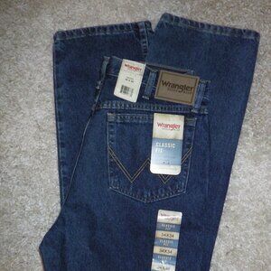 Wrangler Jeans Men's 34x34 Blue Classic Fit Cowboy Cut Dark Wash Rugged Western